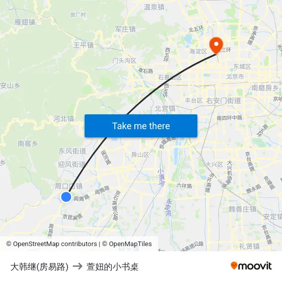 大韩继(房易路) to 萱妞的小书桌 map