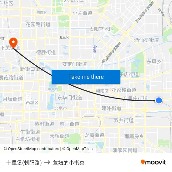十里堡(朝阳路) to 萱妞的小书桌 map