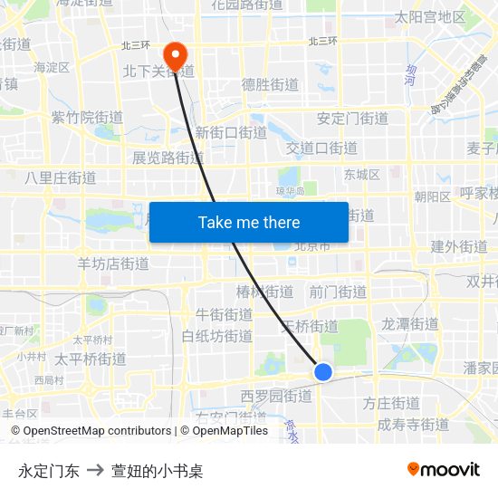 永定门东 to 萱妞的小书桌 map