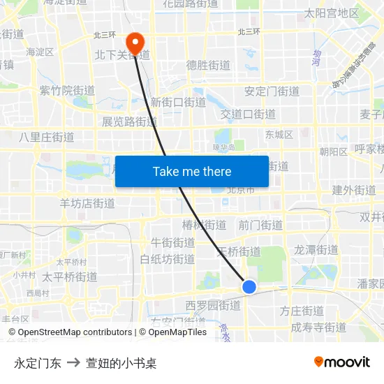永定门东 to 萱妞的小书桌 map