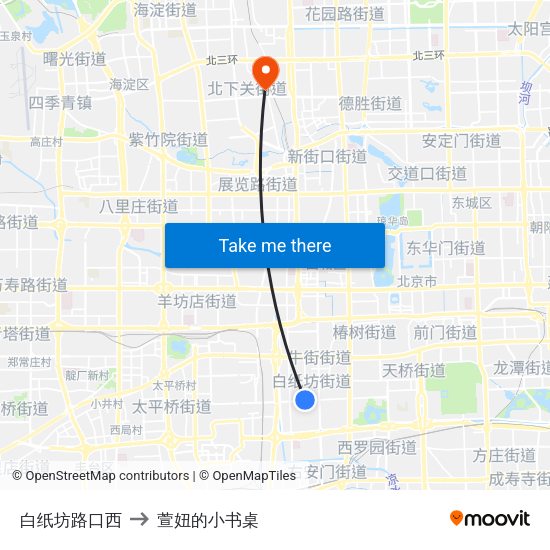 白纸坊路口西 to 萱妞的小书桌 map