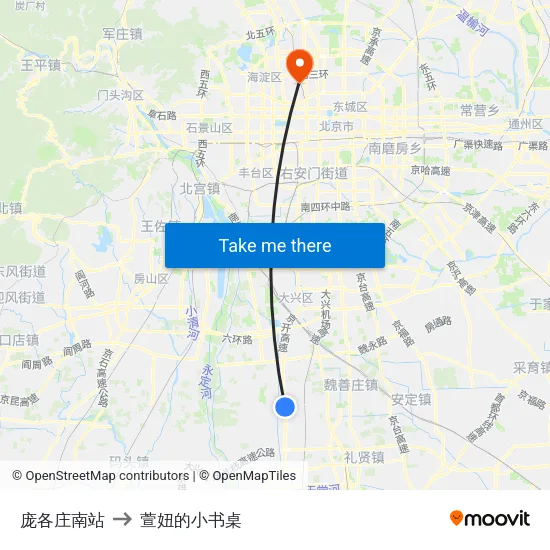 庞各庄南站 to 萱妞的小书桌 map