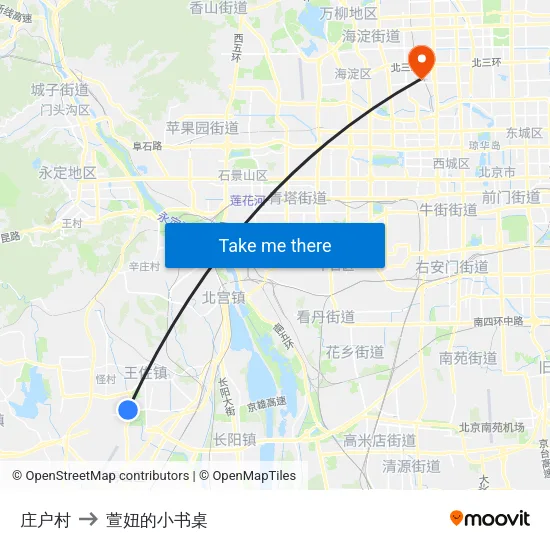 庄户村 to 萱妞的小书桌 map
