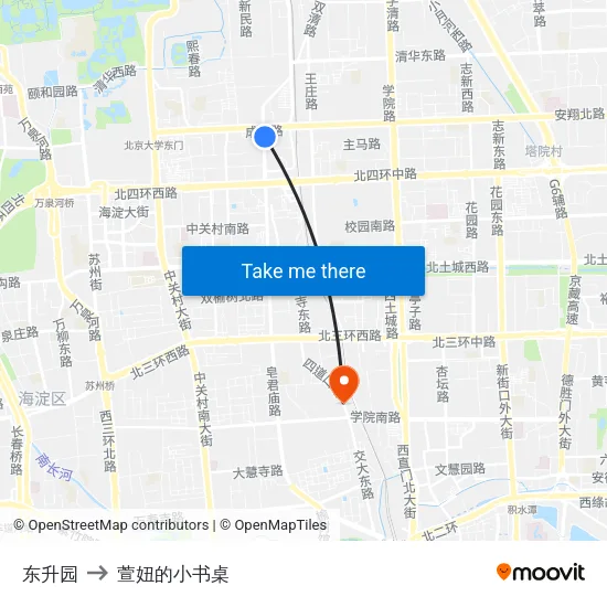 东升园 to 萱妞的小书桌 map