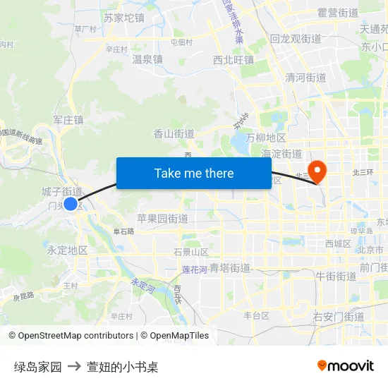 绿岛家园 to 萱妞的小书桌 map
