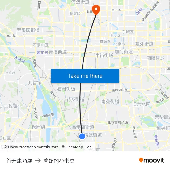 首开康乃馨 to 萱妞的小书桌 map
