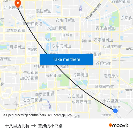 十八里店北桥 to 萱妞的小书桌 map