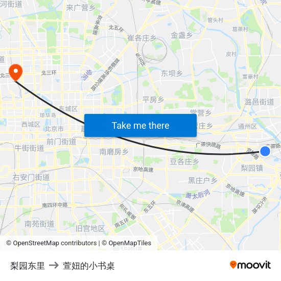 梨园东里 to 萱妞的小书桌 map