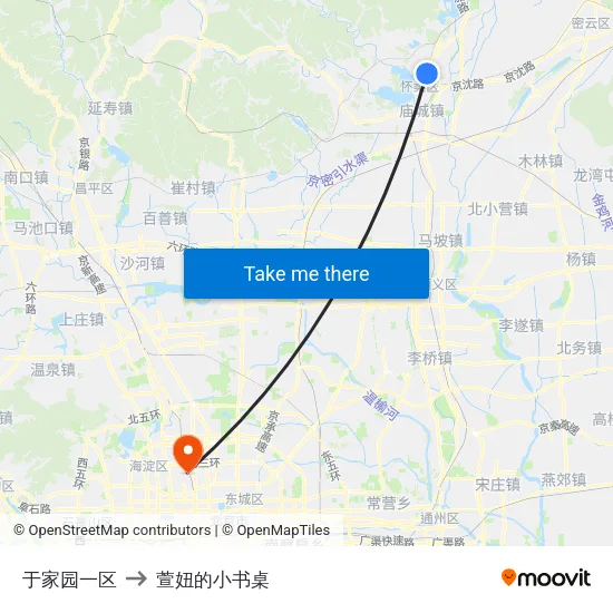 于家园一区 to 萱妞的小书桌 map
