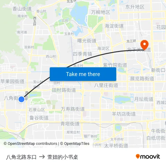 八角北路东口 to 萱妞的小书桌 map