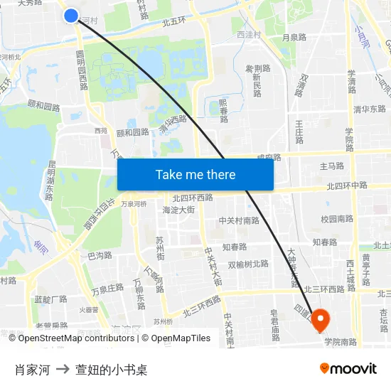 肖家河 to 萱妞的小书桌 map