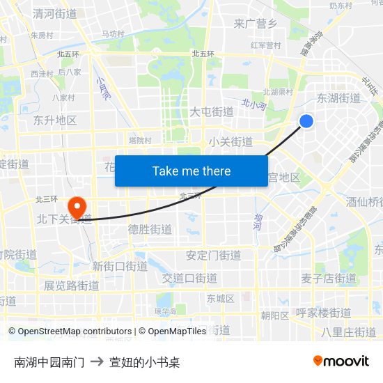 南湖中园南门 to 萱妞的小书桌 map
