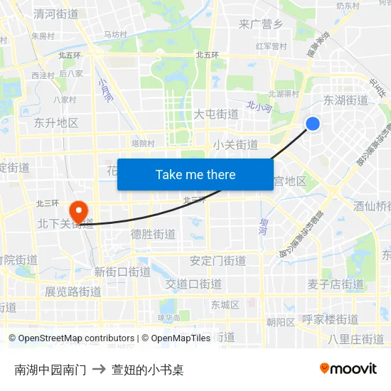 南湖中园南门 to 萱妞的小书桌 map
