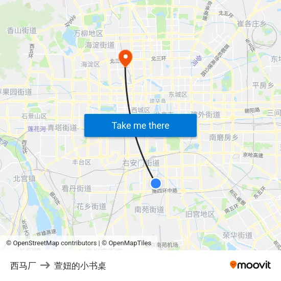 西马厂 to 萱妞的小书桌 map