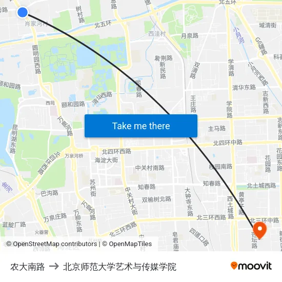农大南路 to 北京师范大学艺术与传媒学院 map