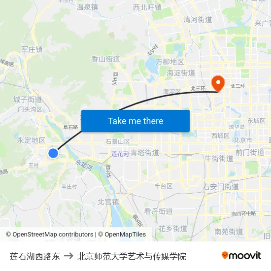 莲石湖西路东 to 北京师范大学艺术与传媒学院 map