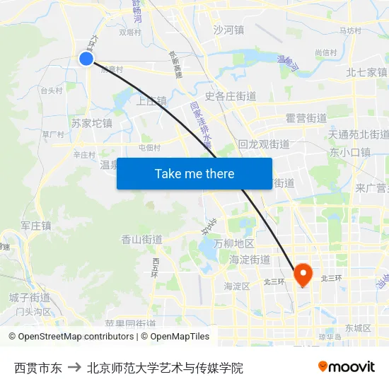 西贯市东 to 北京师范大学艺术与传媒学院 map