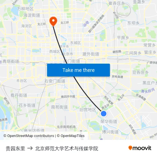 贵园东里 to 北京师范大学艺术与传媒学院 map