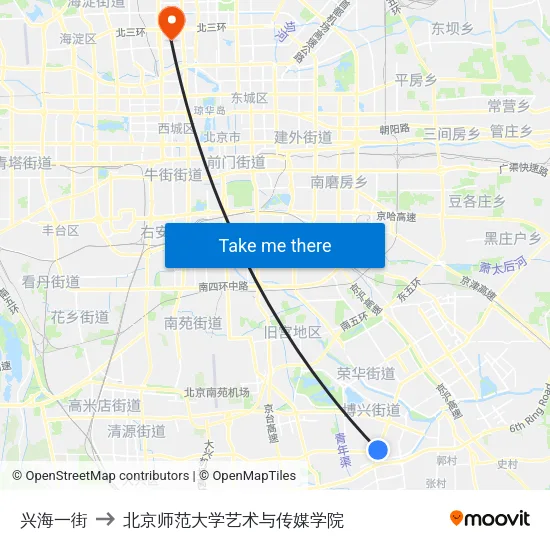 兴海一街 to 北京师范大学艺术与传媒学院 map