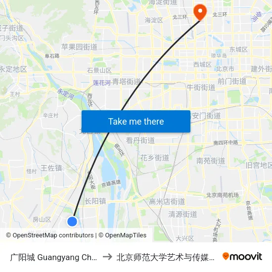 广阳城 Guangyang Cheng to 北京师范大学艺术与传媒学院 map