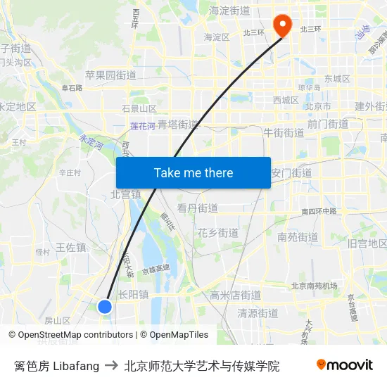 篱笆房 Libafang to 北京师范大学艺术与传媒学院 map