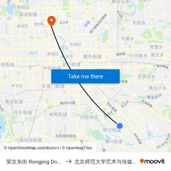 荣京东街 Rongjing Dongjie to 北京师范大学艺术与传媒学院 map