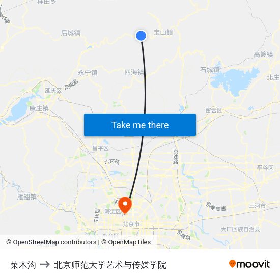 菜木沟 to 北京师范大学艺术与传媒学院 map