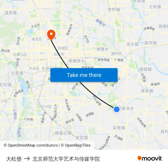 大松垡 to 北京师范大学艺术与传媒学院 map