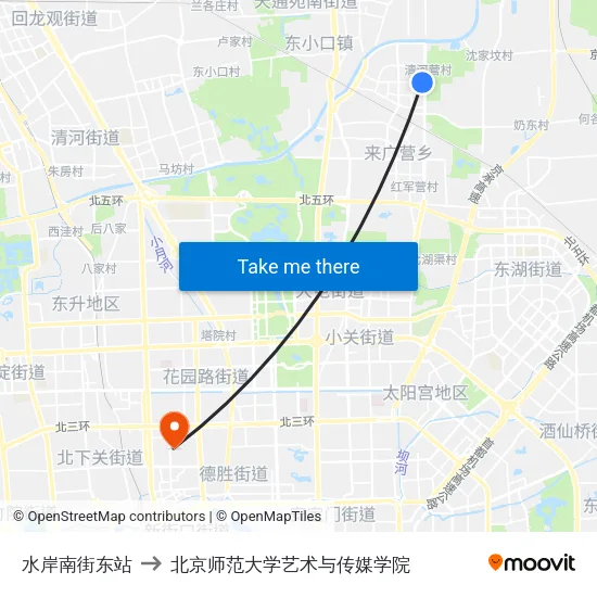 水岸南街东站 to 北京师范大学艺术与传媒学院 map