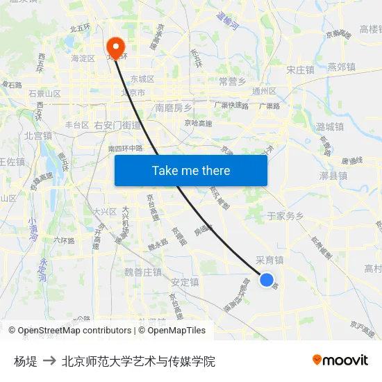 杨堤 to 北京师范大学艺术与传媒学院 map