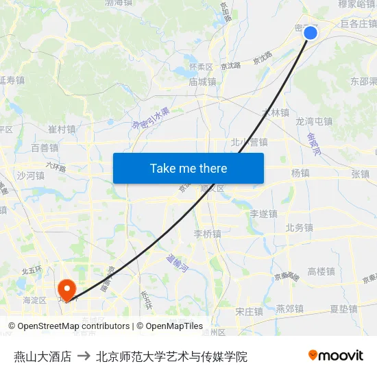 燕山大酒店 to 北京师范大学艺术与传媒学院 map