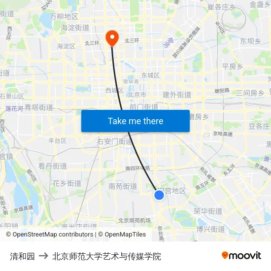 清和园 to 北京师范大学艺术与传媒学院 map