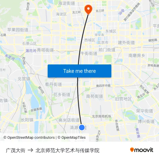 广茂大街 to 北京师范大学艺术与传媒学院 map