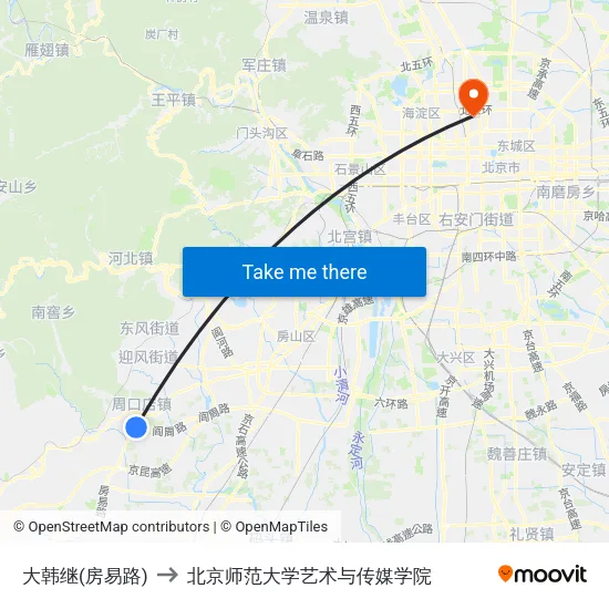 大韩继(房易路) to 北京师范大学艺术与传媒学院 map