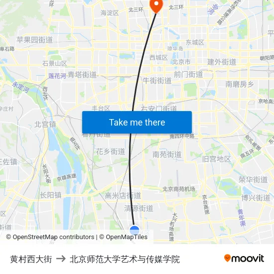 黄村西大街 to 北京师范大学艺术与传媒学院 map