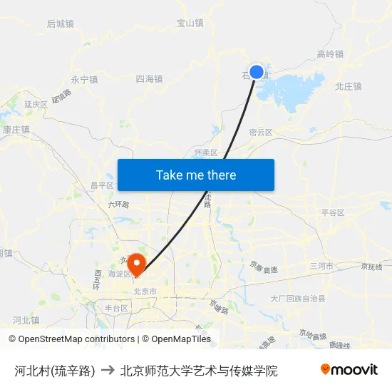 河北村(琉辛路) to 北京师范大学艺术与传媒学院 map