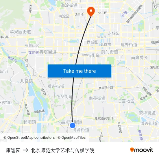 康隆园 to 北京师范大学艺术与传媒学院 map