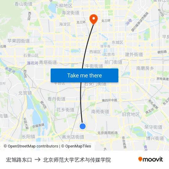 宏旭路东口 to 北京师范大学艺术与传媒学院 map