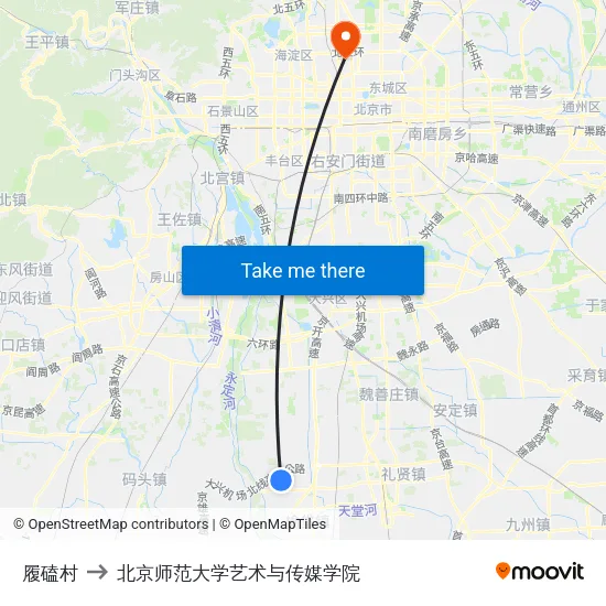 履磕村 to 北京师范大学艺术与传媒学院 map