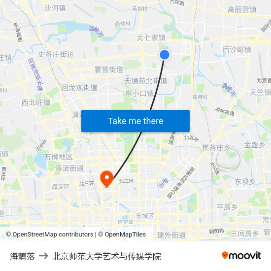 海鶄落 to 北京师范大学艺术与传媒学院 map