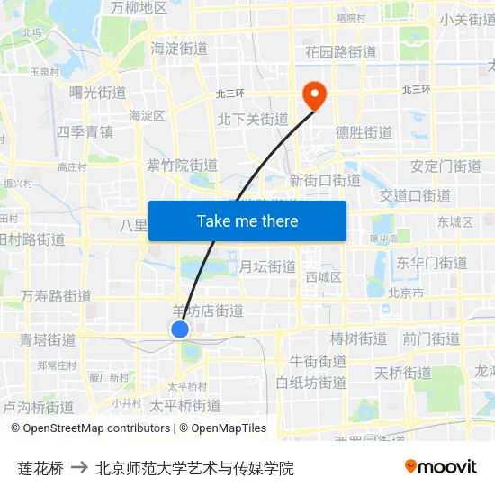 莲花桥 to 北京师范大学艺术与传媒学院 map