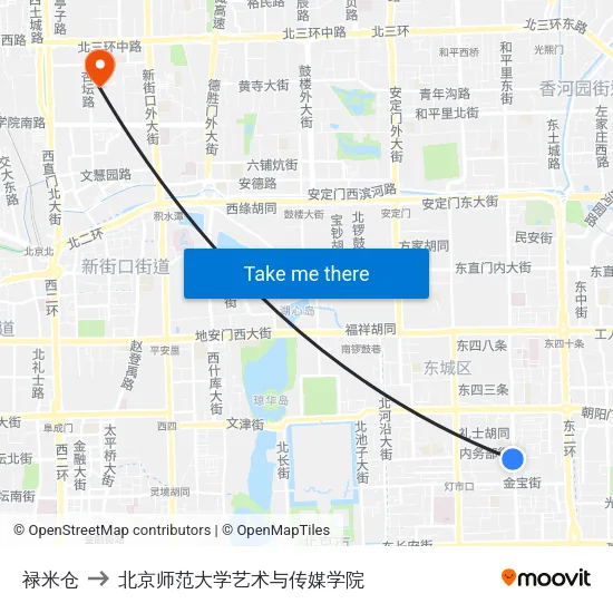 禄米仓 to 北京师范大学艺术与传媒学院 map