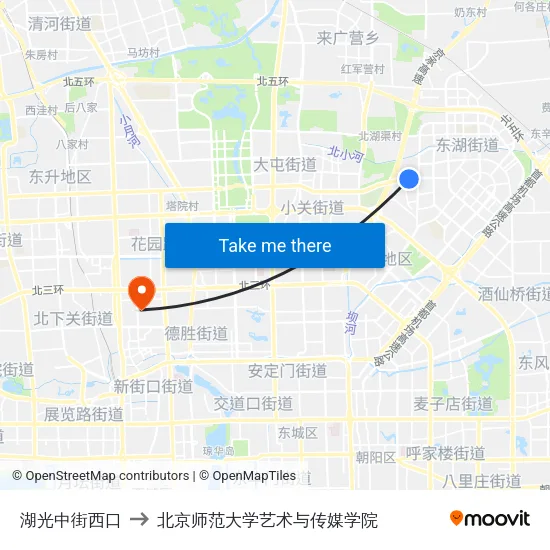 湖光中街西口 to 北京师范大学艺术与传媒学院 map