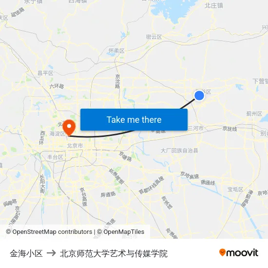 金海小区 to 北京师范大学艺术与传媒学院 map