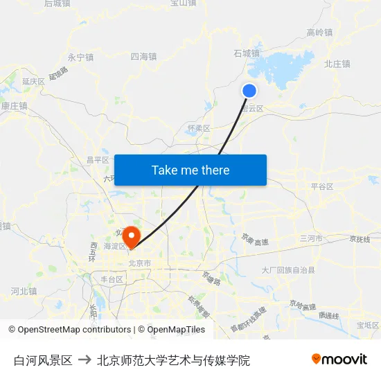 白河风景区 to 北京师范大学艺术与传媒学院 map