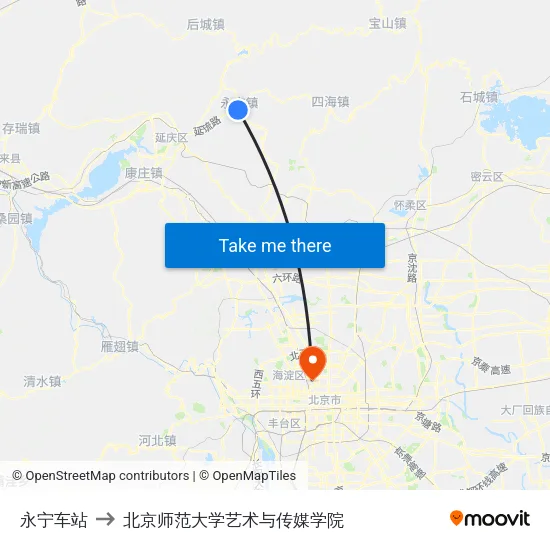 永宁车站 to 北京师范大学艺术与传媒学院 map