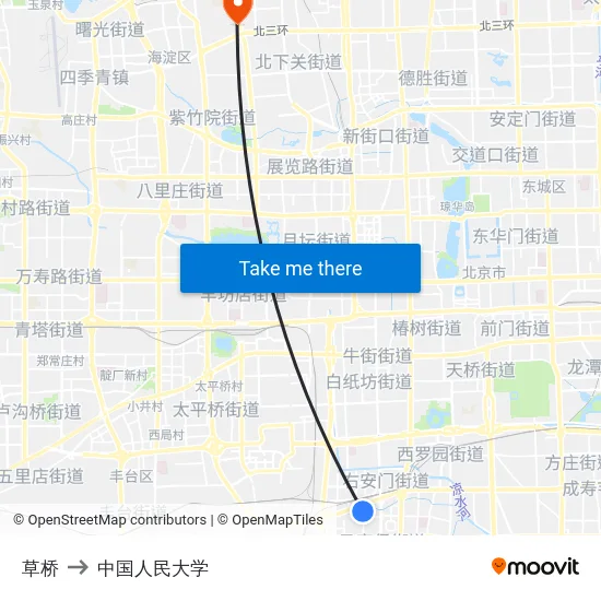 草桥 to 中国人民大学 map