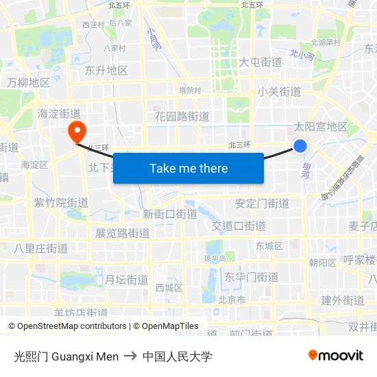 光熙门 Guangxi Men to 中国人民大学 map