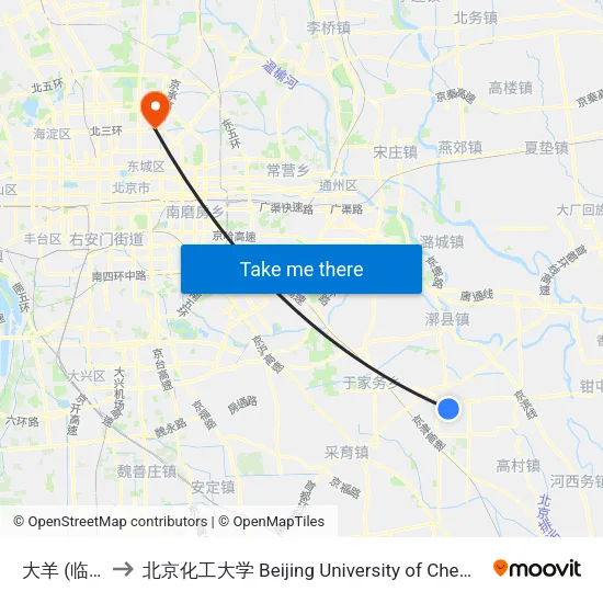 大羊 (临时站) to 北京化工大学 Beijing University of Chemical Technology map