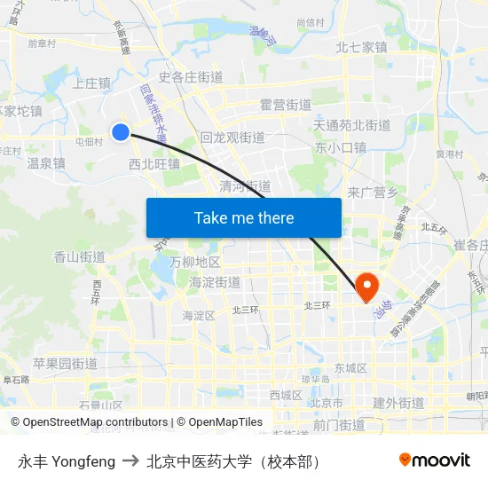 永丰 Yongfeng to 北京中医药大学（校本部） map